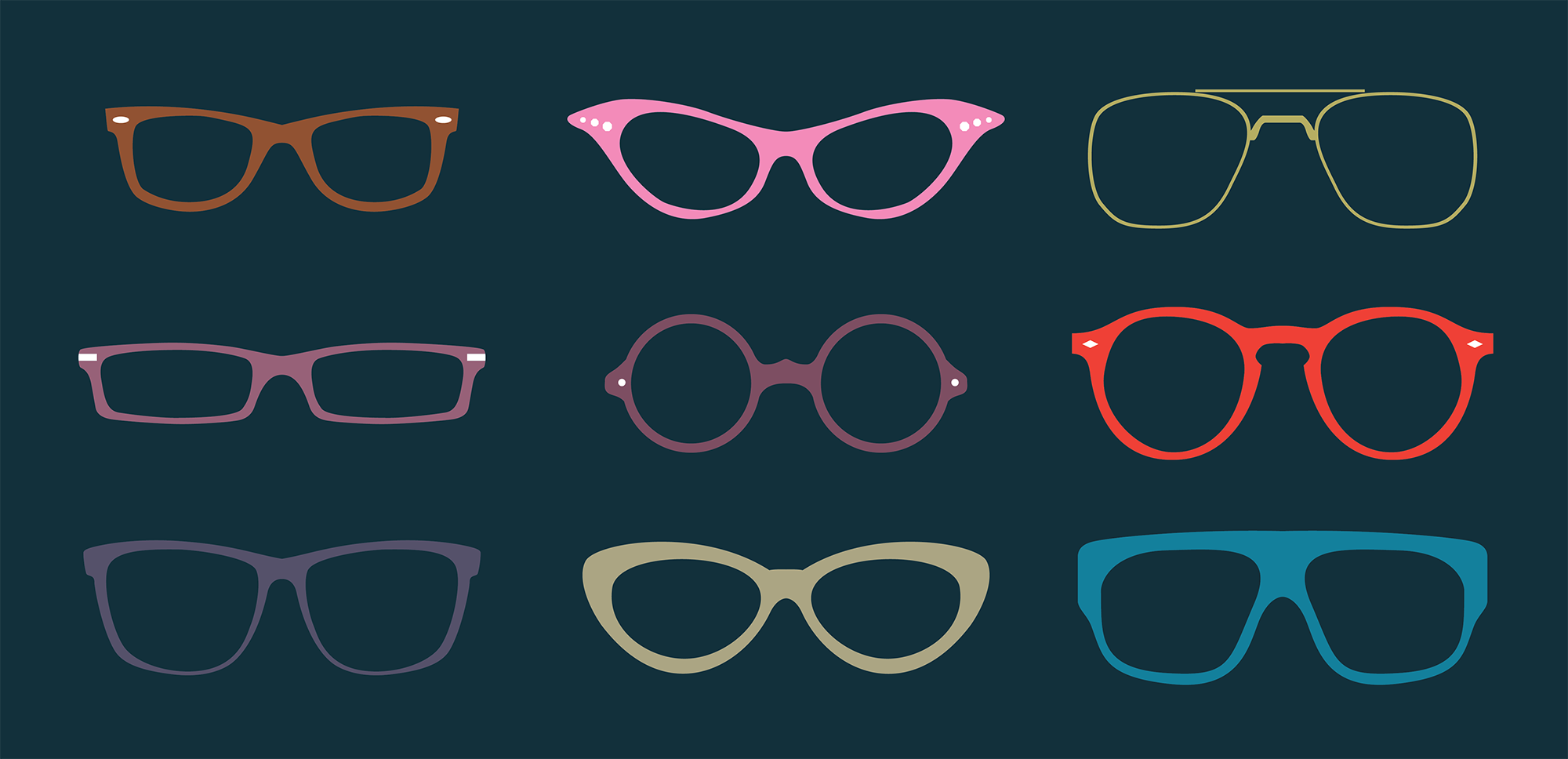 illustration of various glasses frames